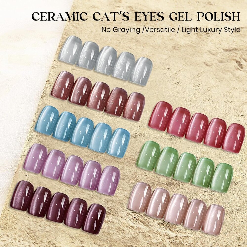 Cat Eye Gel Nail Polish, 8 Colors Moonlight Magnetic Gel Polish Set With Magnet View 3
